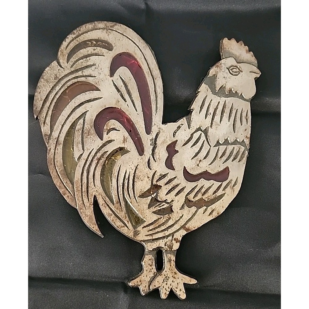 Vintage Cast Iron Rooster Trivet 1983 W.A. Taiwan Hot Plate